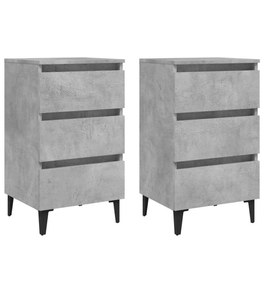 vidaXL Comodino Chic Grigio Cemento con Gambe in Metallo 40x35x69 cm