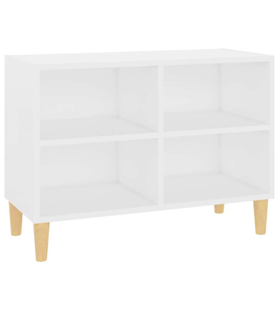 Mobile TV con Gambe in Legno Massello Bianco 69,5x30x50 cm