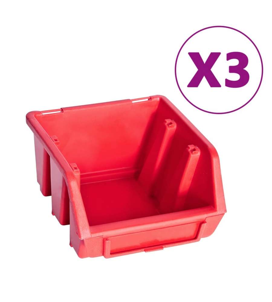  Kit Contenitori 34 pz con Pannelli a Parete Rosso e Nero