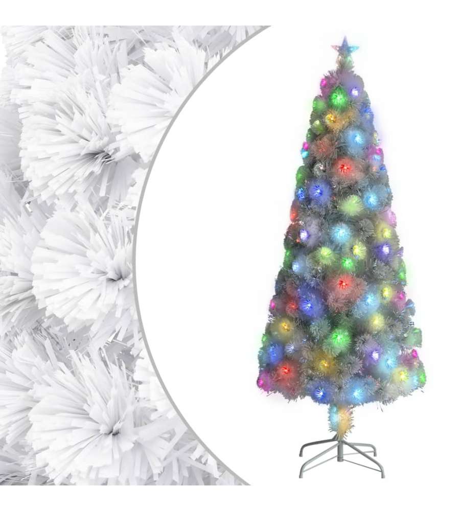 Albero Natale Artificiale LED Bianco 240 cm Fibra Ottica
