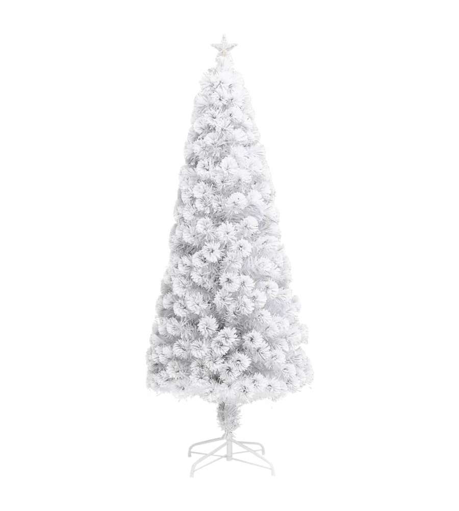 Albero Natale Preilluminato Bianco e Blu 240 cm in Fibra Ottica