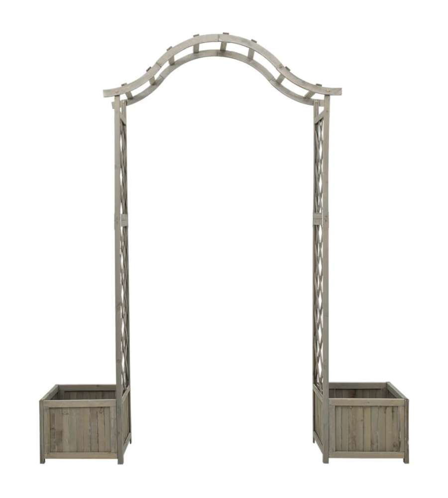 Pergola da Giardino con Fioriera Grigio Legno Massello di Abete