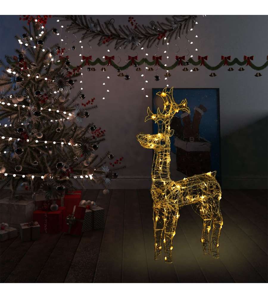 Renne e Slitta Decorazione Natale 90 LED 60x16x100 cm Acrilico