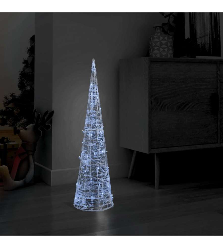 Piramide Decorativa Cono di Luce LED Acrilico Bianco Freddo 90cm