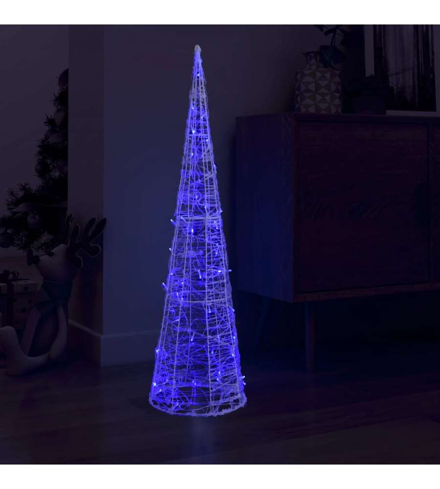 Piramide Decorativa Cono di Luce LED Acrilico Blu 120 cm