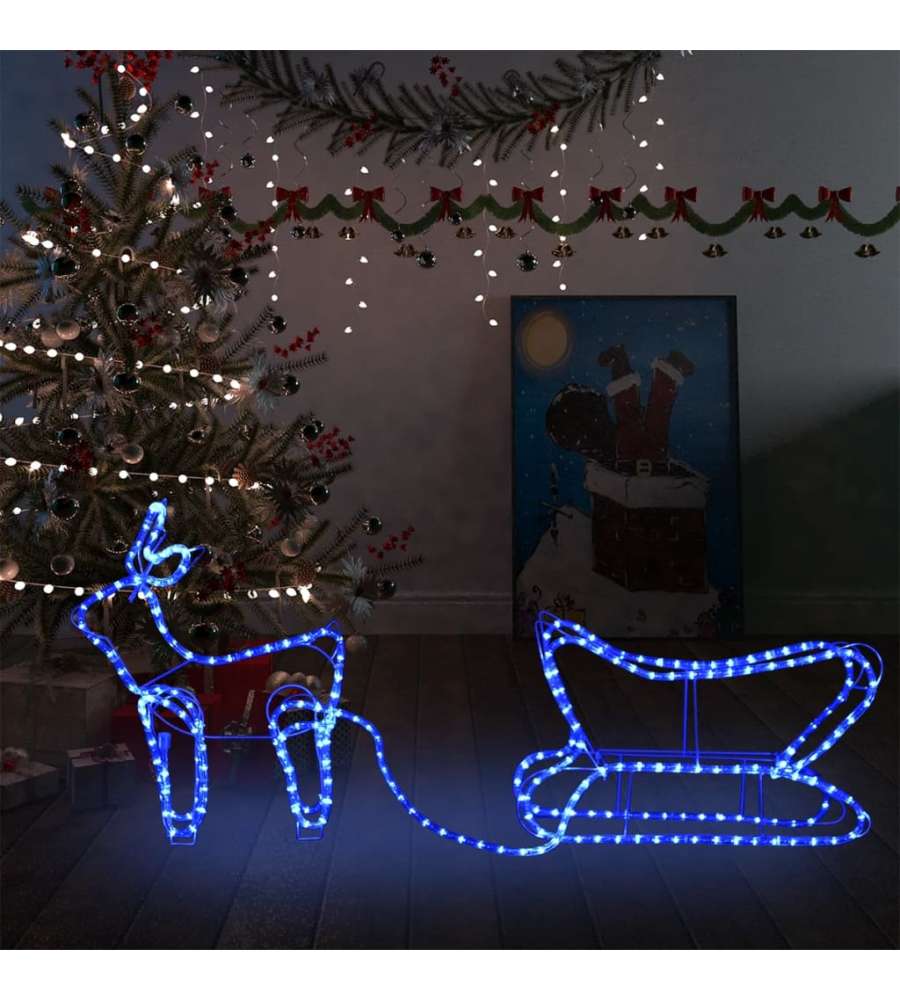 Renne e Slitta Decorazione Natalizia per Esterni 252 LED
