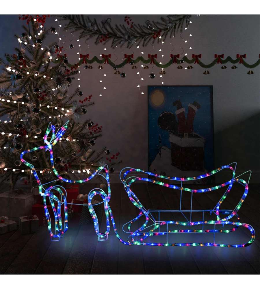 Renne e Slitta Decorazione Natalizia per Esterni 252 LED