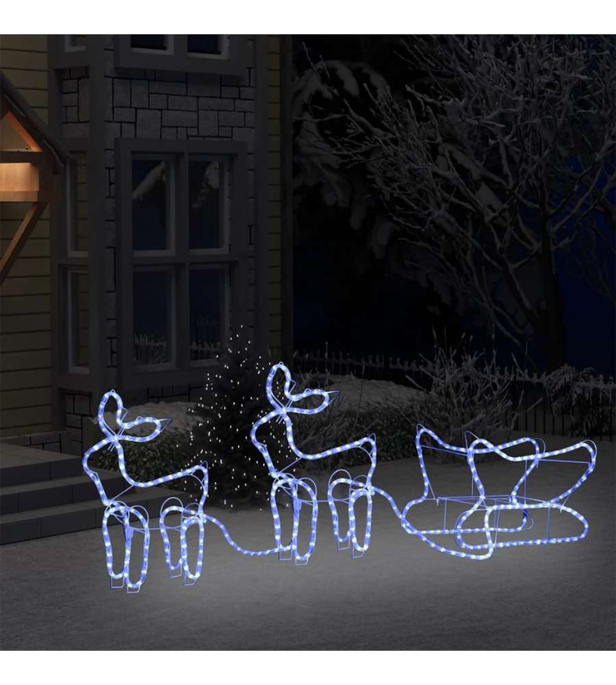 Renne e Slitta Decorazione Natalizia per Esterni 576 LED