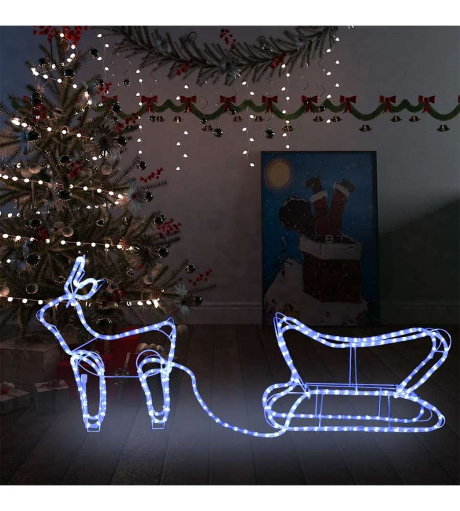 Renne e Slitta Decorazione Natalizia per Esterni 252 LED