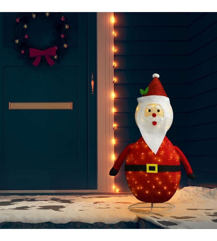 Figura Natalizia Babbo Natale a LED in Tessuto Pregiato 120 cm