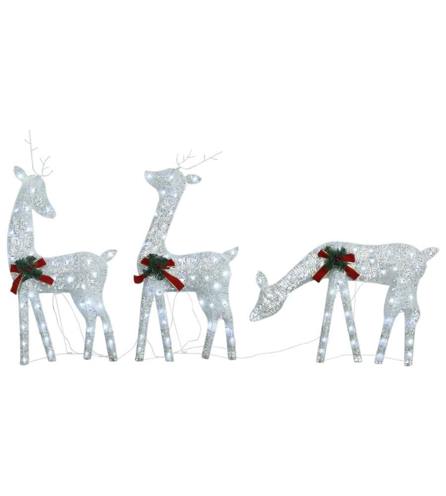 vidaXL Ornamenti Natalizi - Famiglia di Renne Luminose - Bianco Freddo