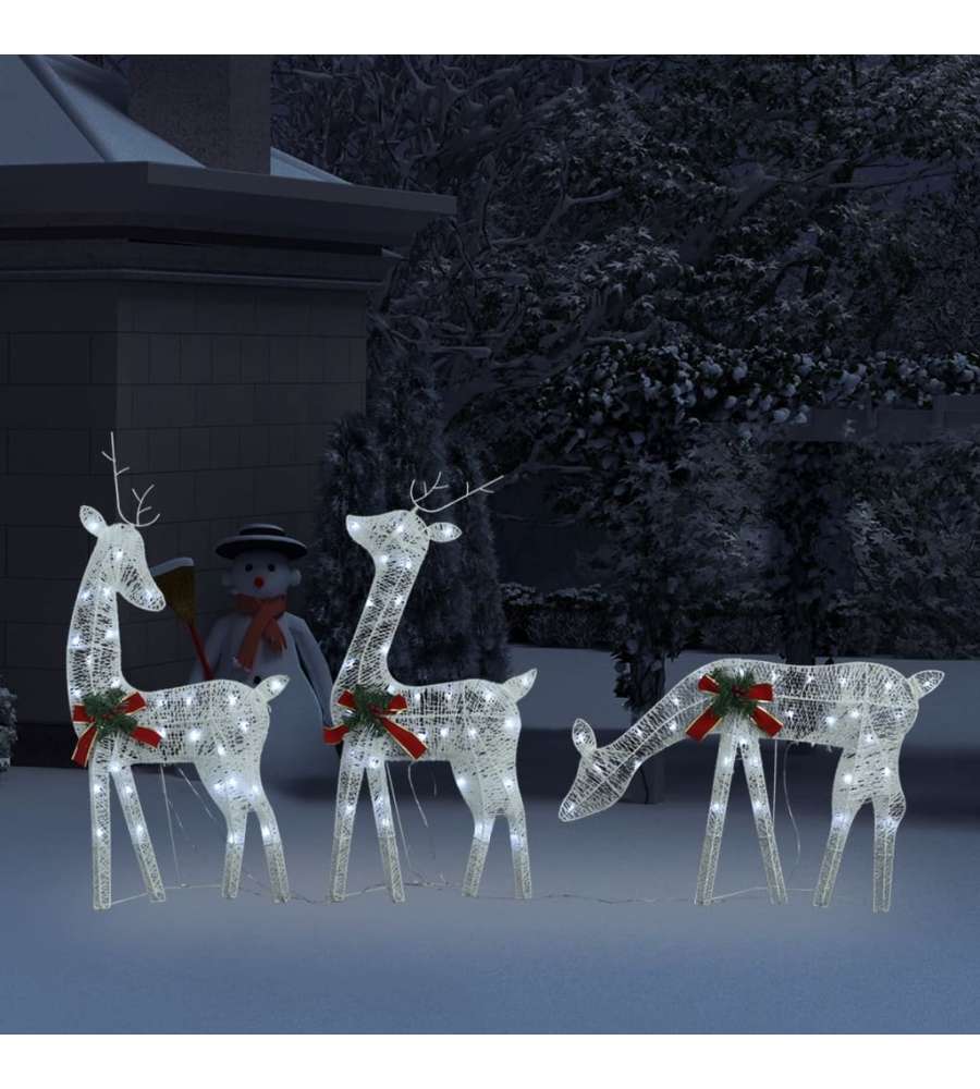 vidaXL Ornamenti Natalizi - Famiglia di Renne Luminose - Bianco Freddo