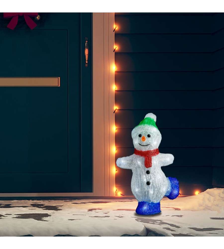 Pupazzo di Neve LED in Acrilico per Interno ed Esterno 30 cm