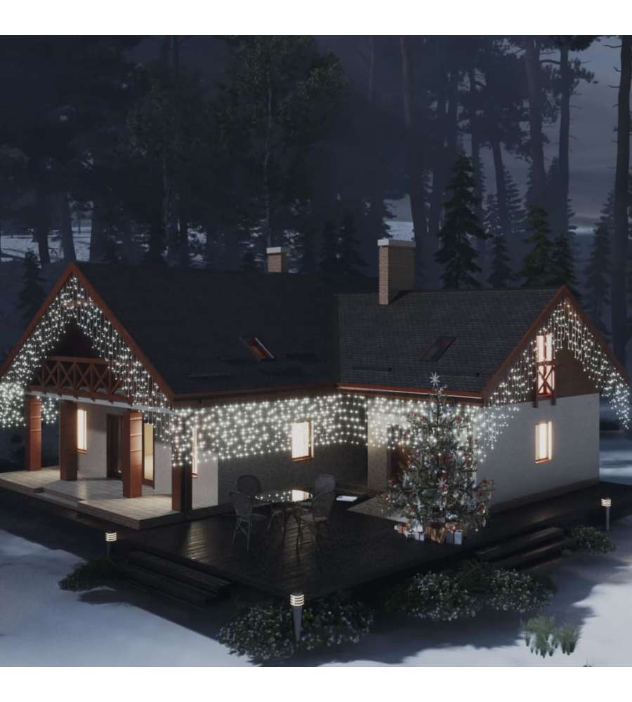 Tenda Luci LED Ghiacciolo 10m 400 LED Bianco Freddo 8 Funzioni