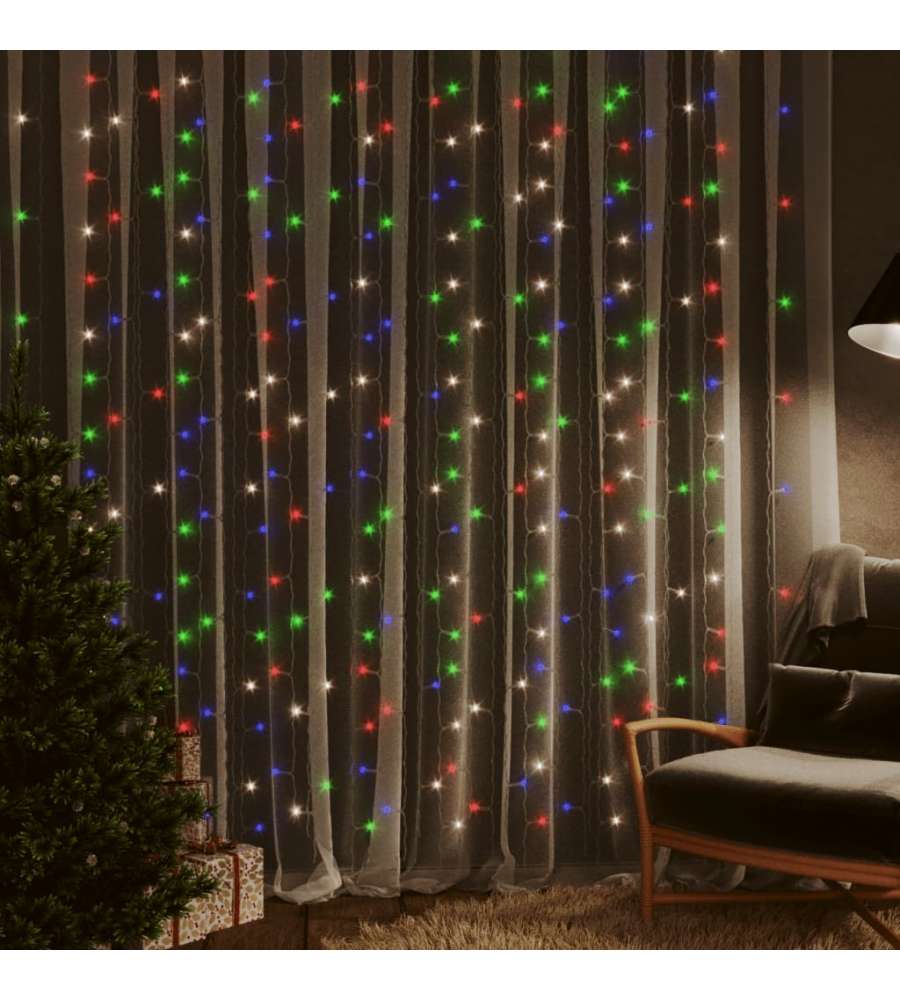 Tenda di Luci Fatate LED 3x3 m 300 LED Multicolore 8 Funzioni