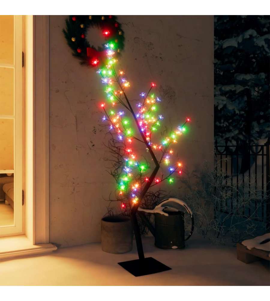 Albero di Natale 128 LED Colorati Ciliegio in Fiore 120 cm