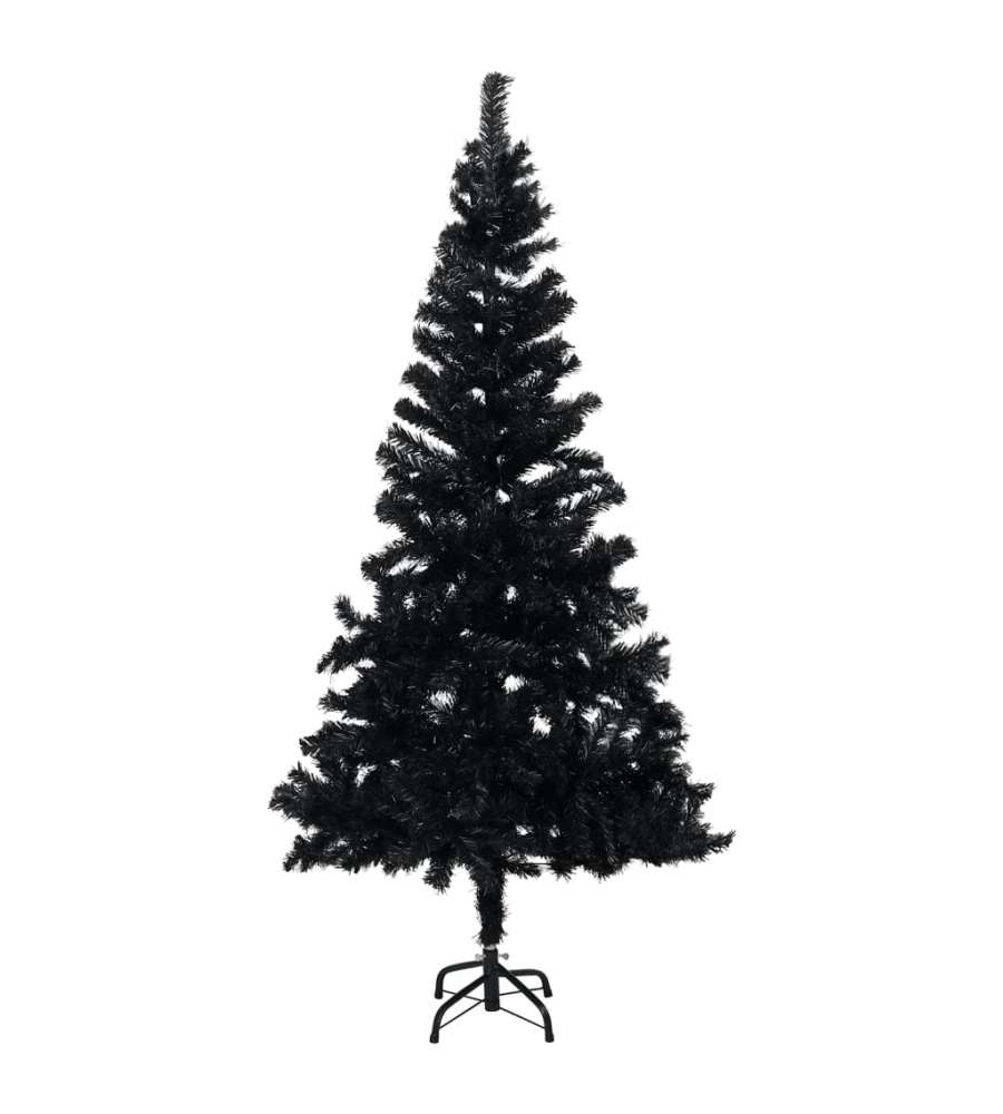 Set Albero Natale Artificiale con LED e Palline Nero 150 cm PVC