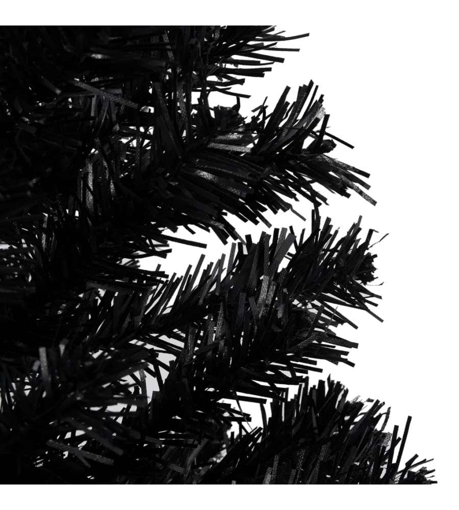 Set Albero Natale Artificiale con LED e Palline Nero 240 cm PVC