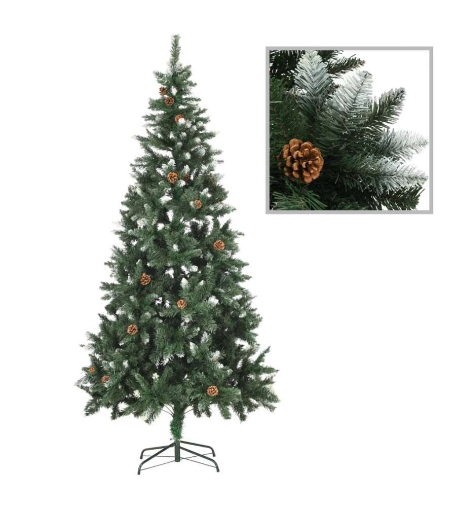 Albero di Natale Artificiale con luci a LED e Pigne 210 cm