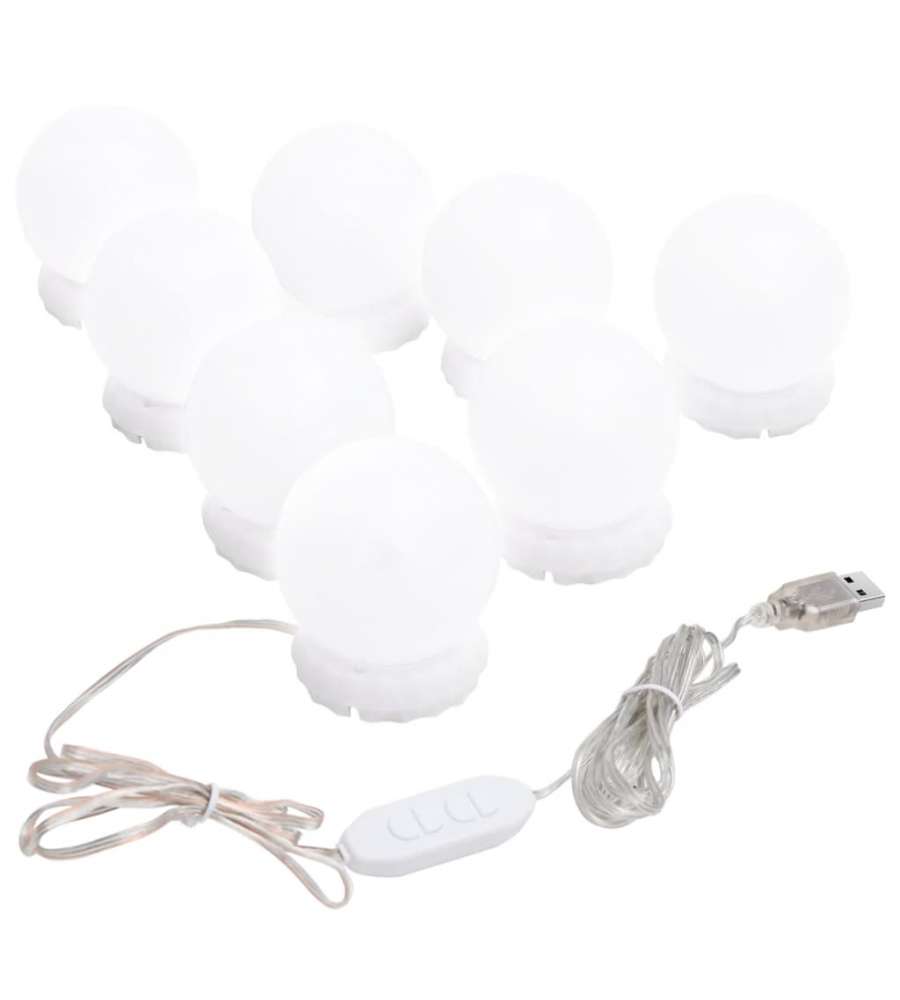 Applique Specchio 8 Lampadine LED Bianco Caldo e Bianco Freddo