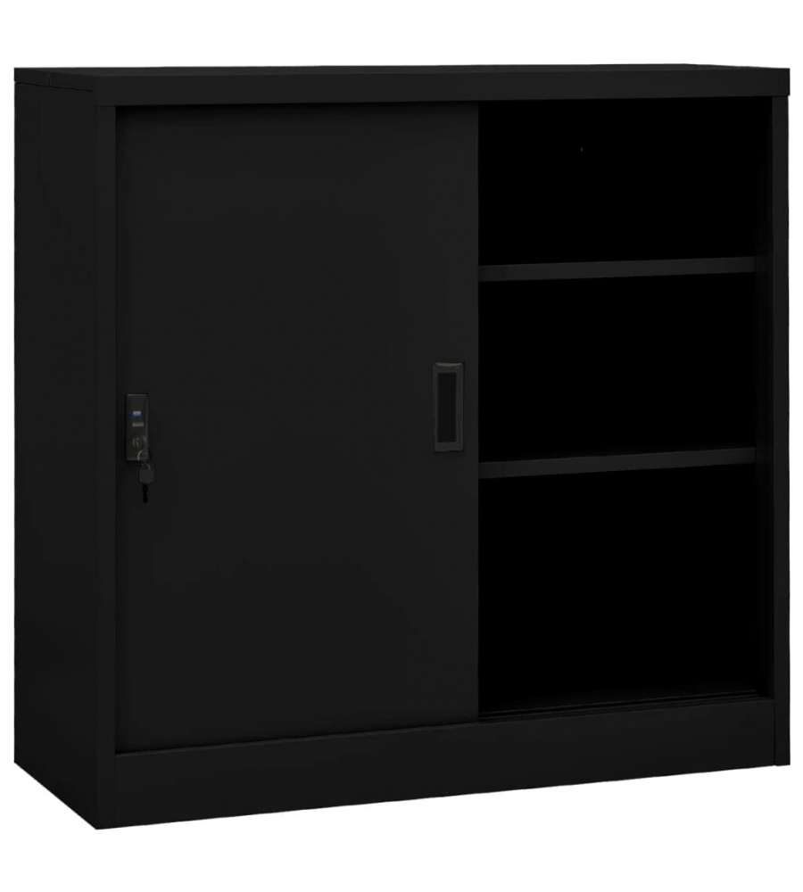 vidaXL Armadietto Ufficio Anta Scorrevole Nero 90x40x90cm in Acciaio