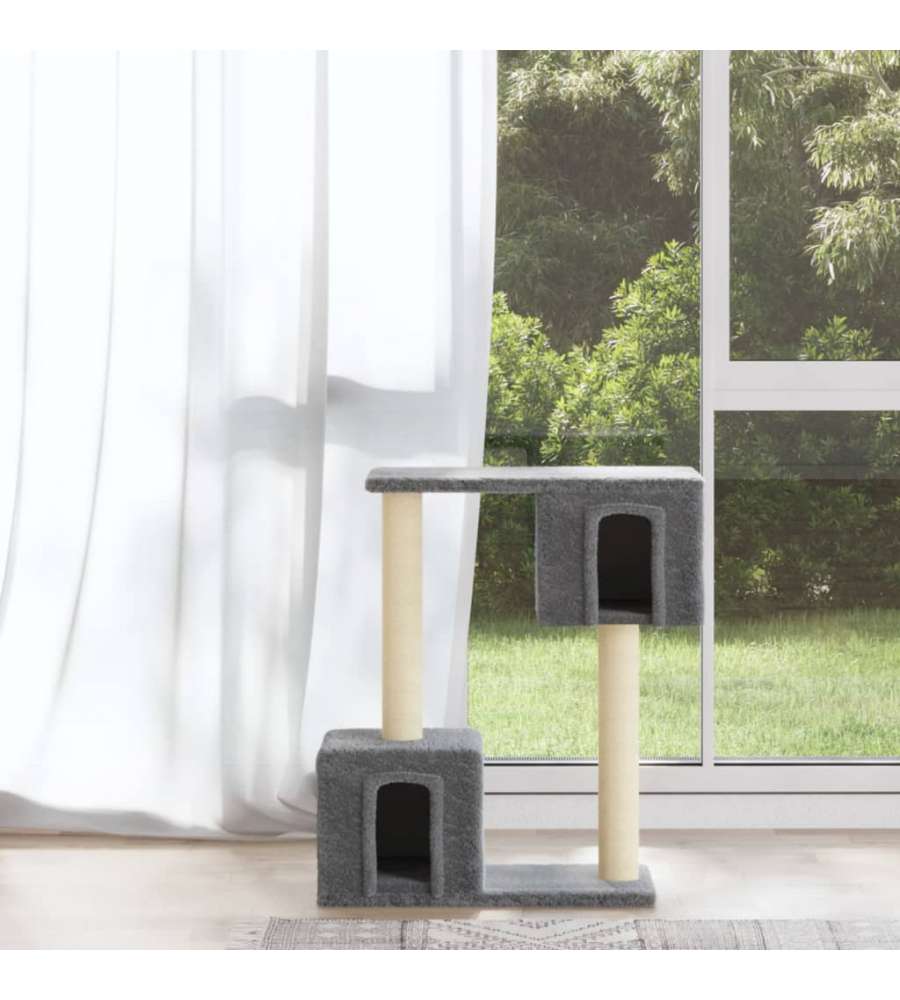 Albero per Gatti con Tiragraffi in Sisal Grigio Chiaro 60 cm