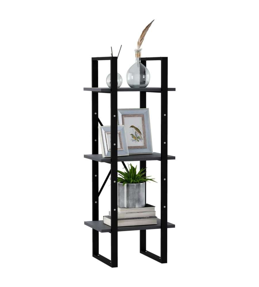 Libreria a 3 Ripiani Grigia 40x30x105 cm in Massello di Pino