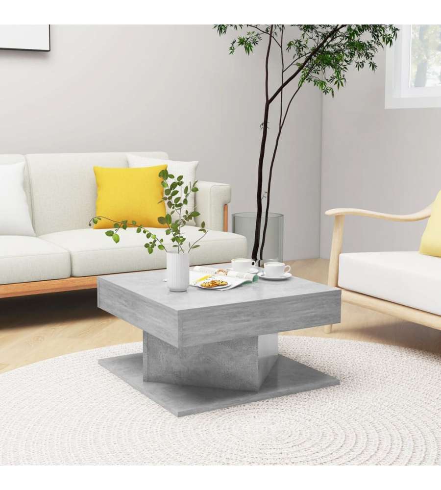Tavolino da Salotto Grigio Cemento 57x57x30 cm in Truciolato