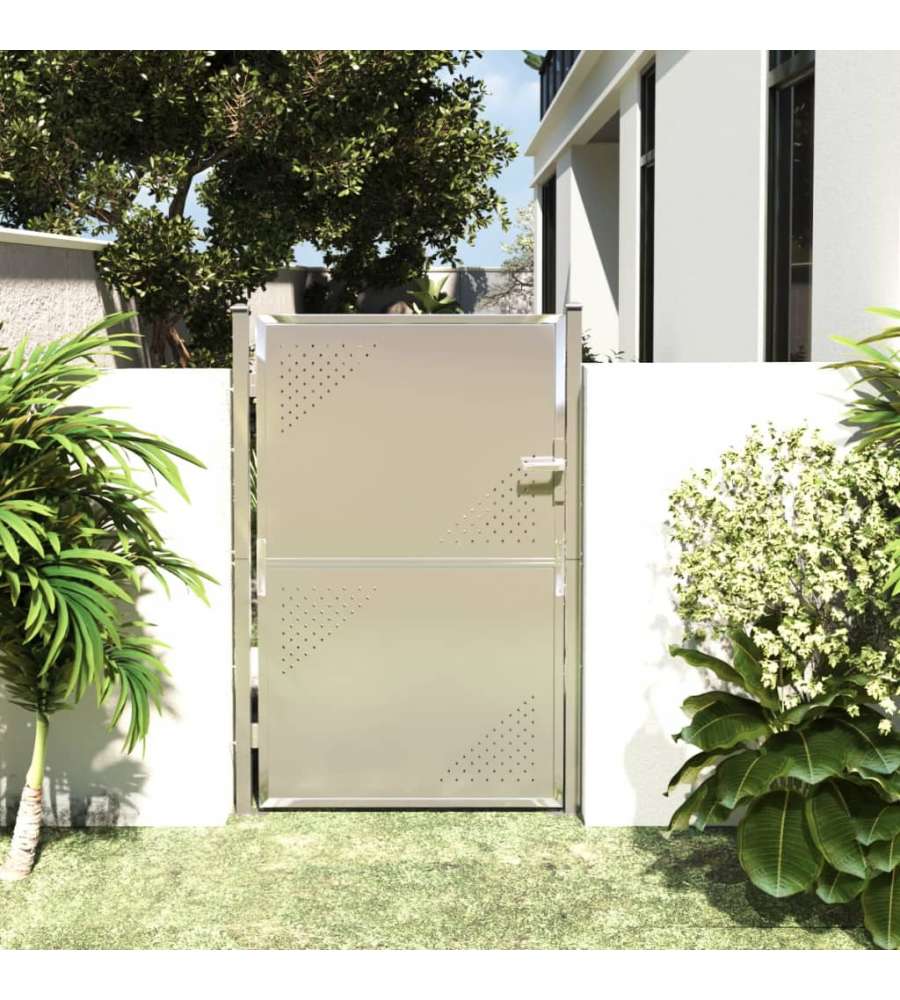 vidaXL Cancello da Giardino in Acciaio - Argento - 100x150 cm