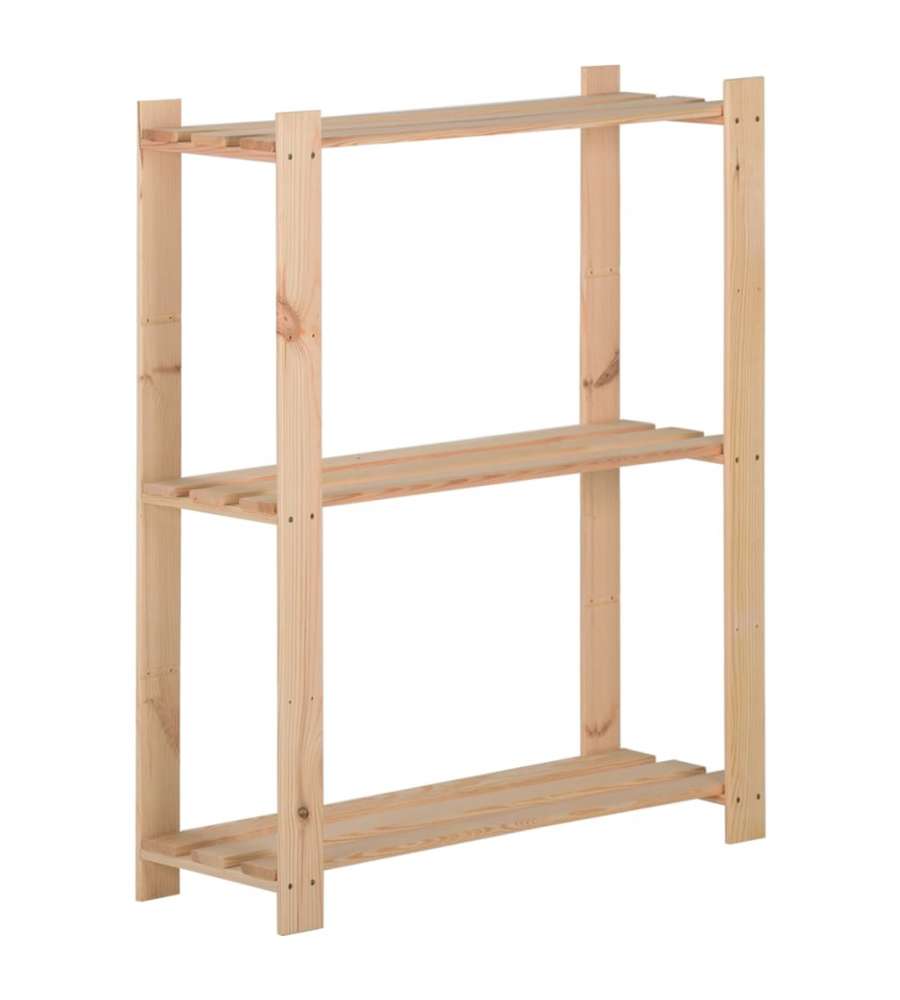 Scaffale a 3 Livelli 60x28,5x90 cm in Legno Massello di Pino