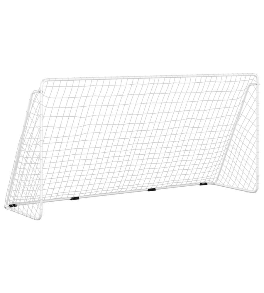 Porta da Calcio con Rete Bianca 366x122x182 cm in Acciaio