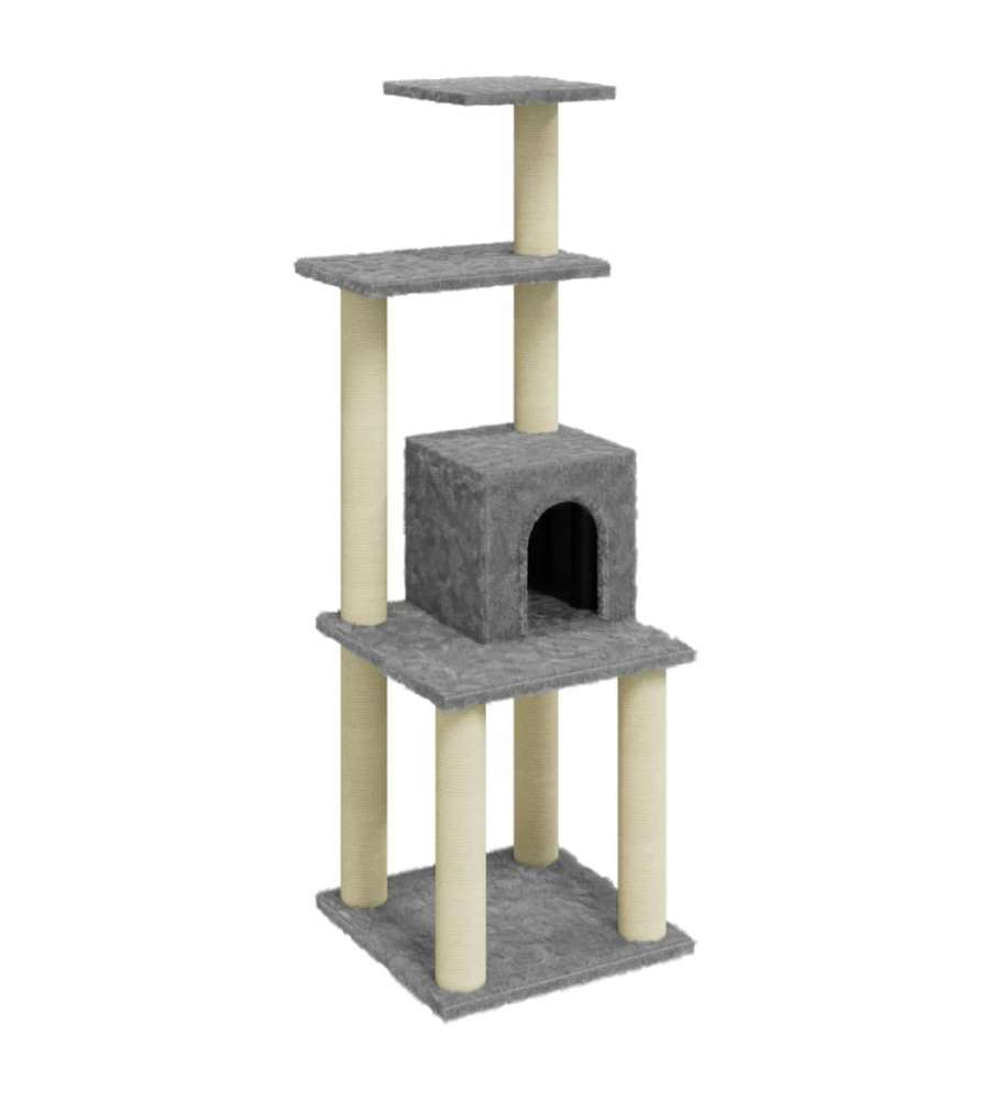 Albero per Gatti con Tiragraffi in Sisal Grigio Chiaro 105 cm