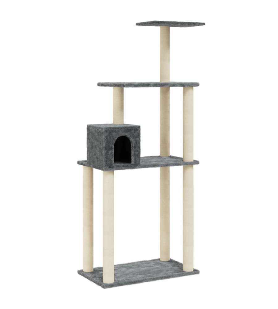 Albero per Gatti con Tiragraffi in Sisal Grigio Scuro 147 cm