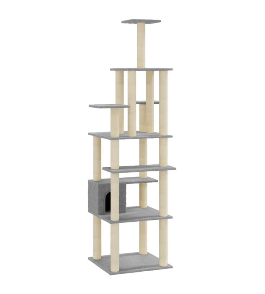Albero per Gatti con Tiragraffi in Sisal Grigio Chiaro 183 cm