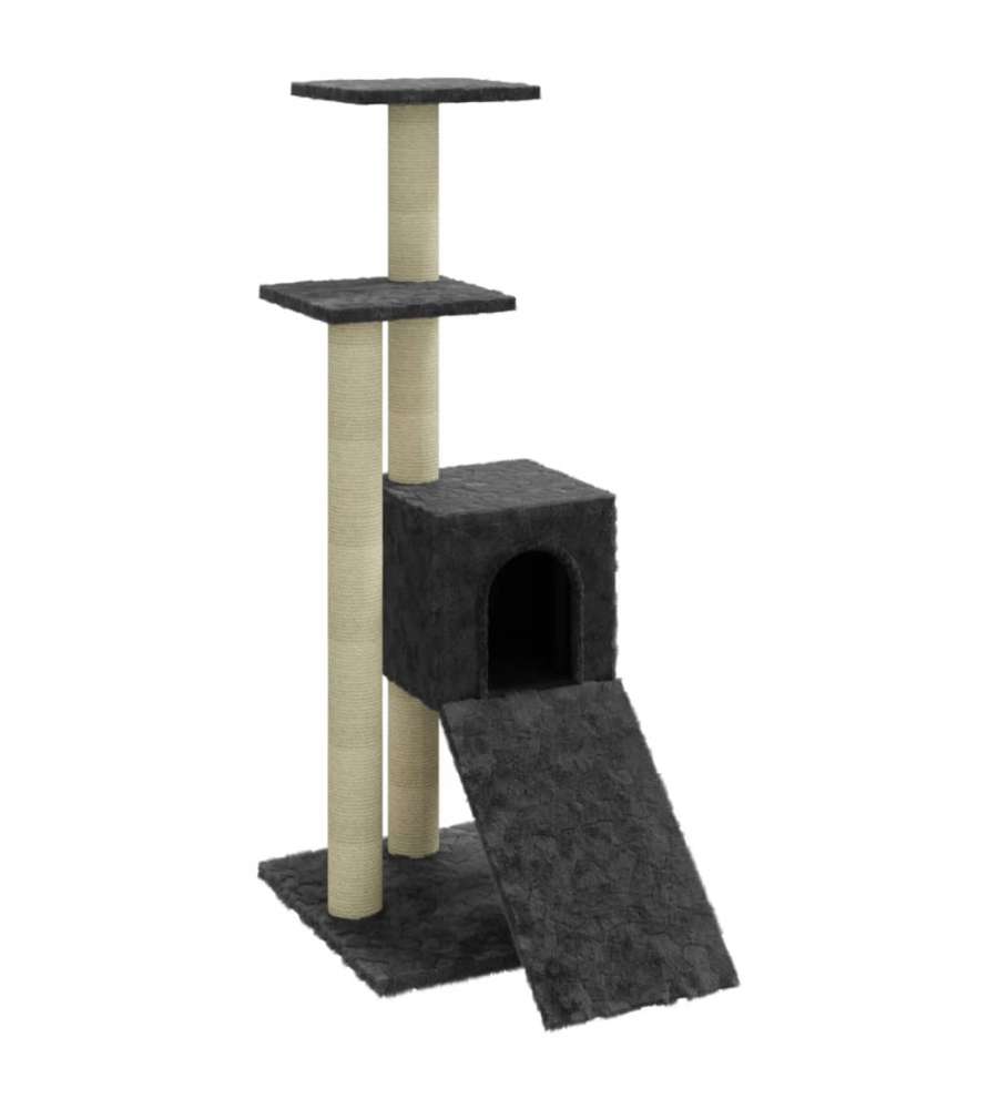 Albero per Gatti con Tiragraffi in Sisal Grigio Scuro 92 cm