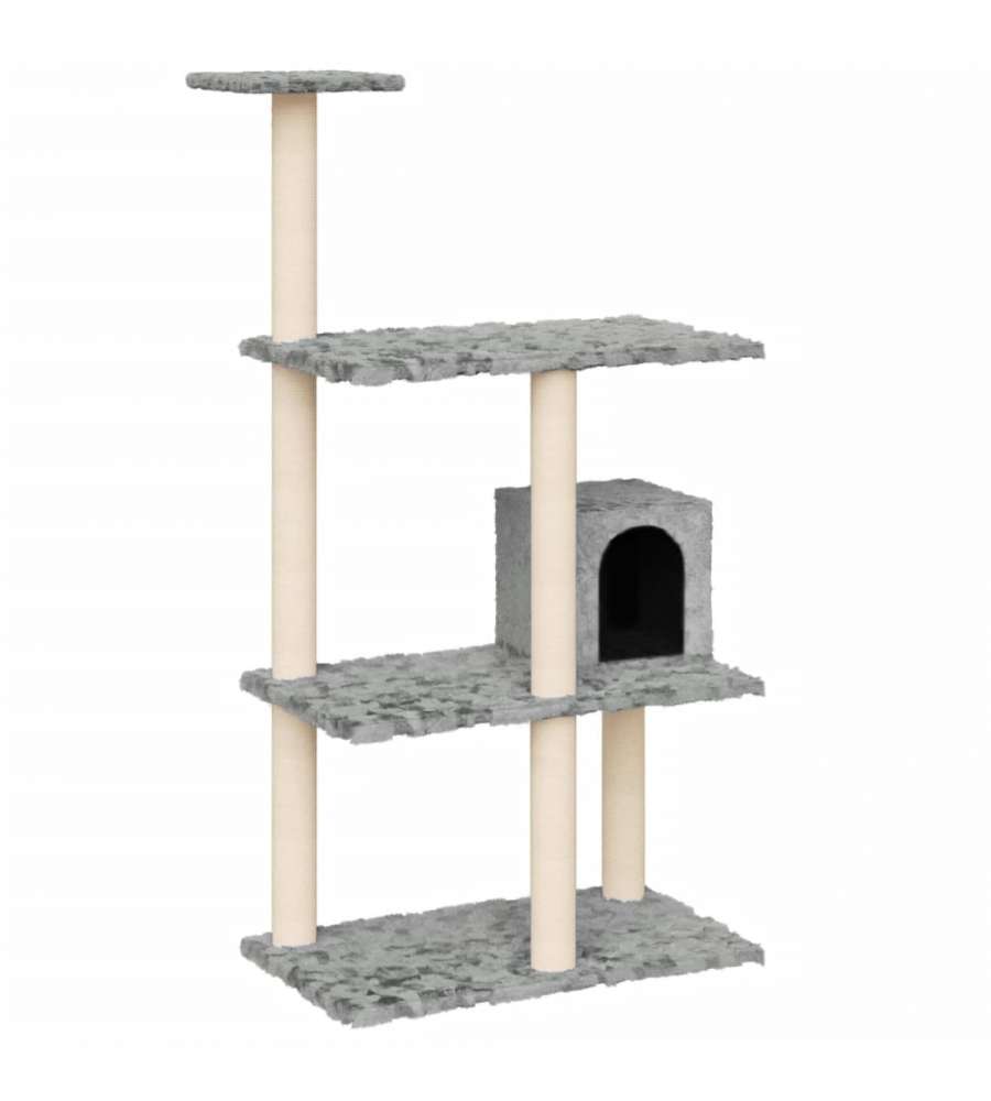 Albero per Gatti con Tiragraffi in Sisal Grigio Chiaro 119 cm 171799
