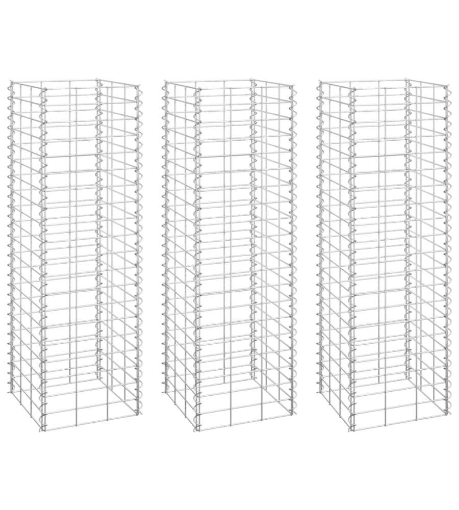 Fioriere Rialzate a Gabbione 3 pz 30x30x100 cm in Ferro