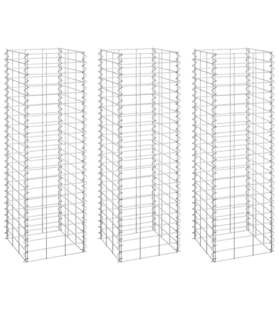 Fioriere Rialzate a Gabbione 3 pz 30x30x100 cm in Ferro