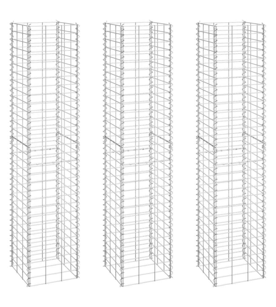 Fioriere Rialzate a Gabbione 3 pz 30x30x150 cm in Ferro