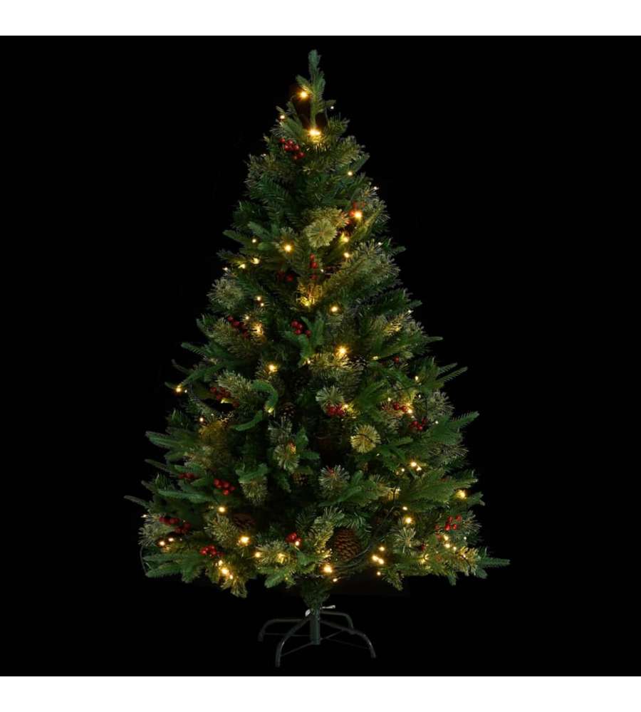Albero di Natale con LED e Pigne Verde 120 cm in PVC e PE