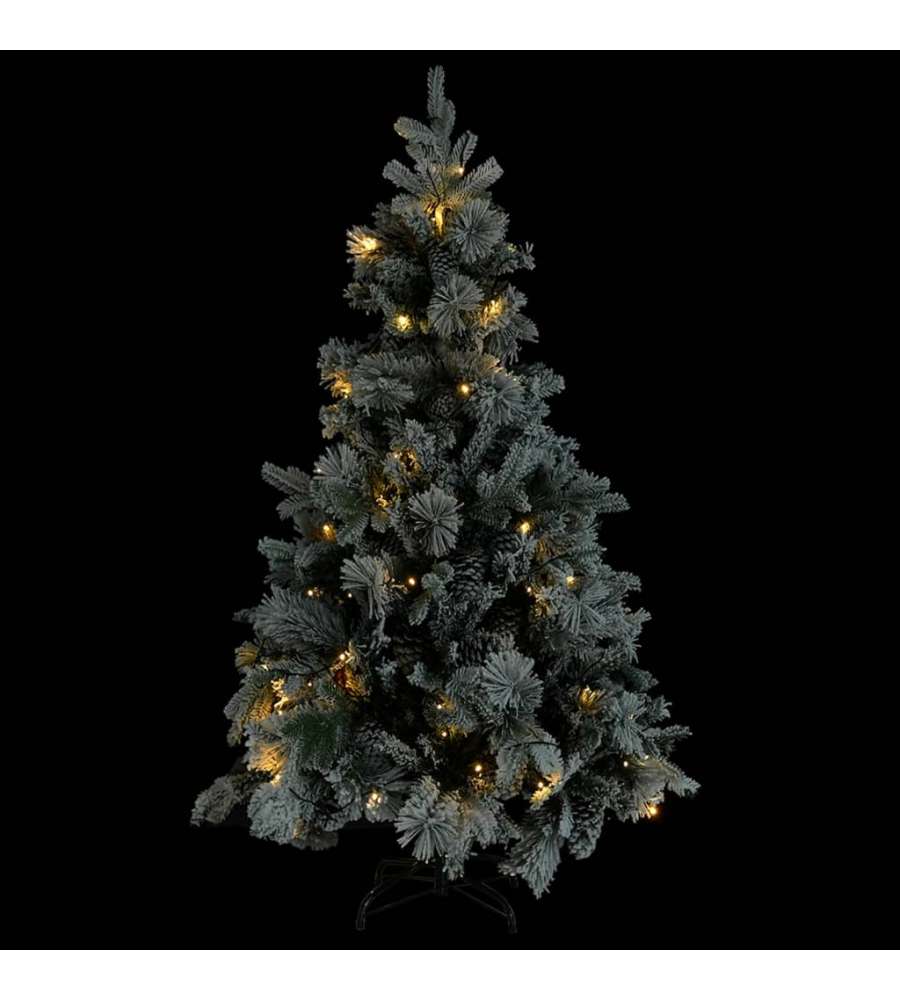 Albero di Natale con Neve Floccata LED e Pigne 195 cm PVC e PE