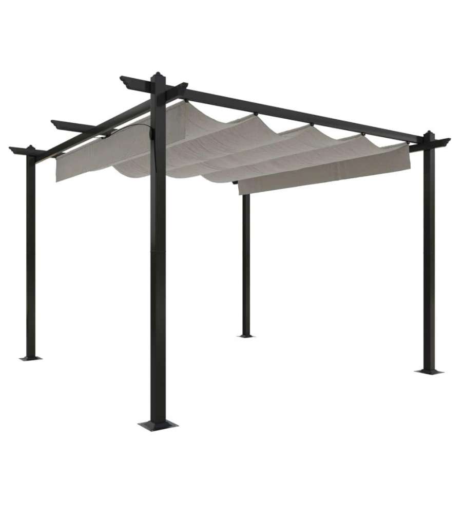 vidaXL Pergola da Giardino con Tetto Retrattile - Crema - 3x3 m