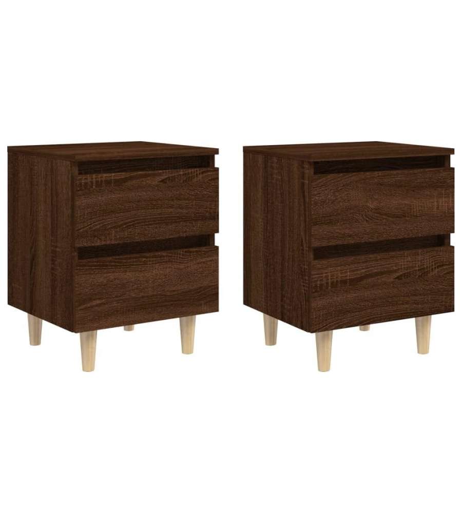 vidaXL Comodini in Legno Massello 2pz Rovere Marrone 40x30x50cm - Eleganti e Funzionali