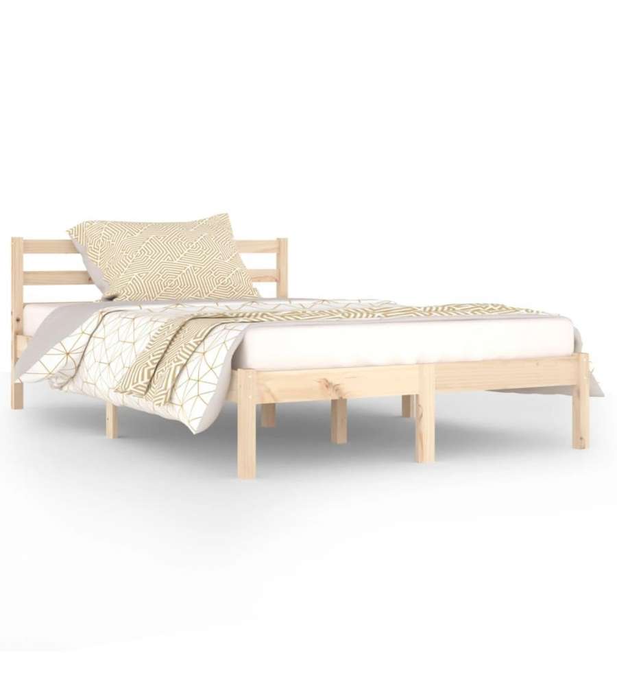 vidaXL Telaio Letto in Legno Massello di Pino Marrone 120x200 cm