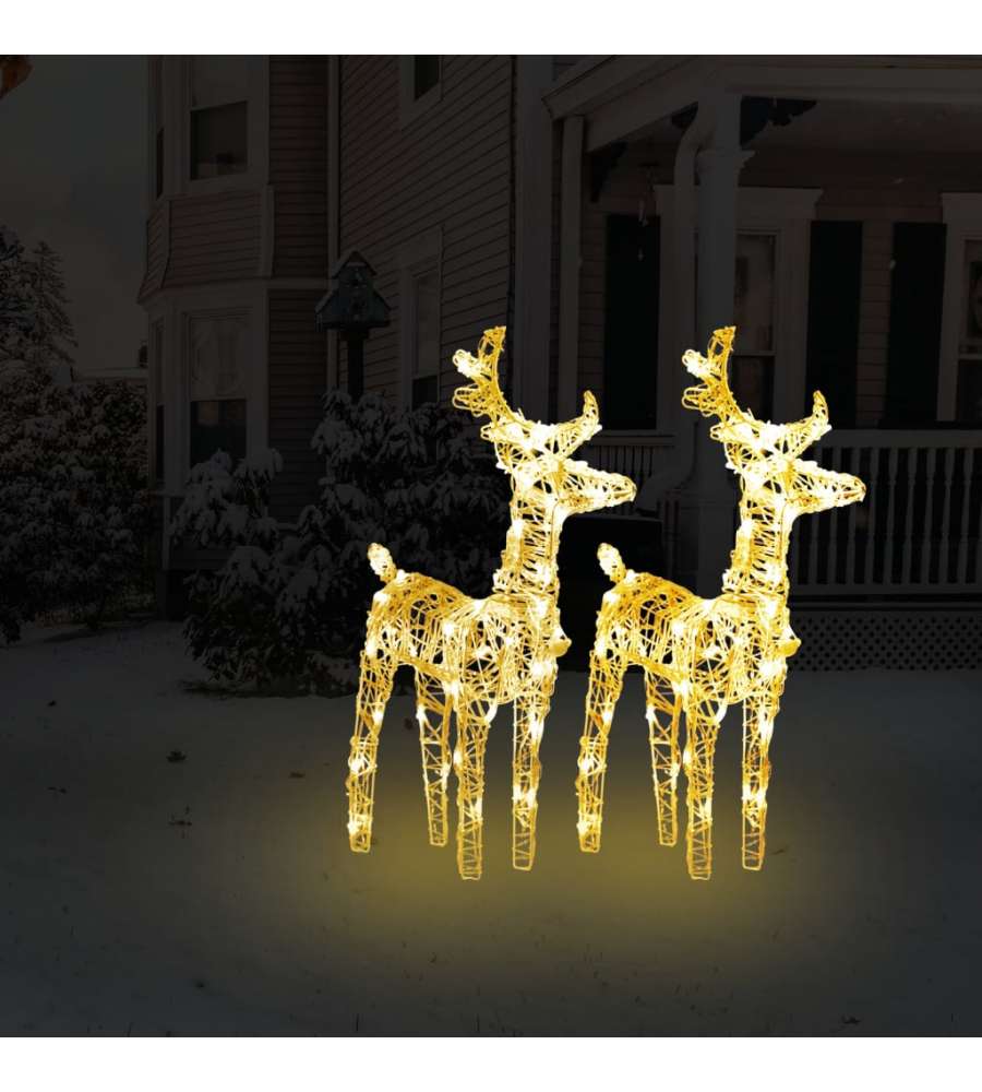 Renne di Natale 2 pz Bianco Caldo 80 LED in Acrilico