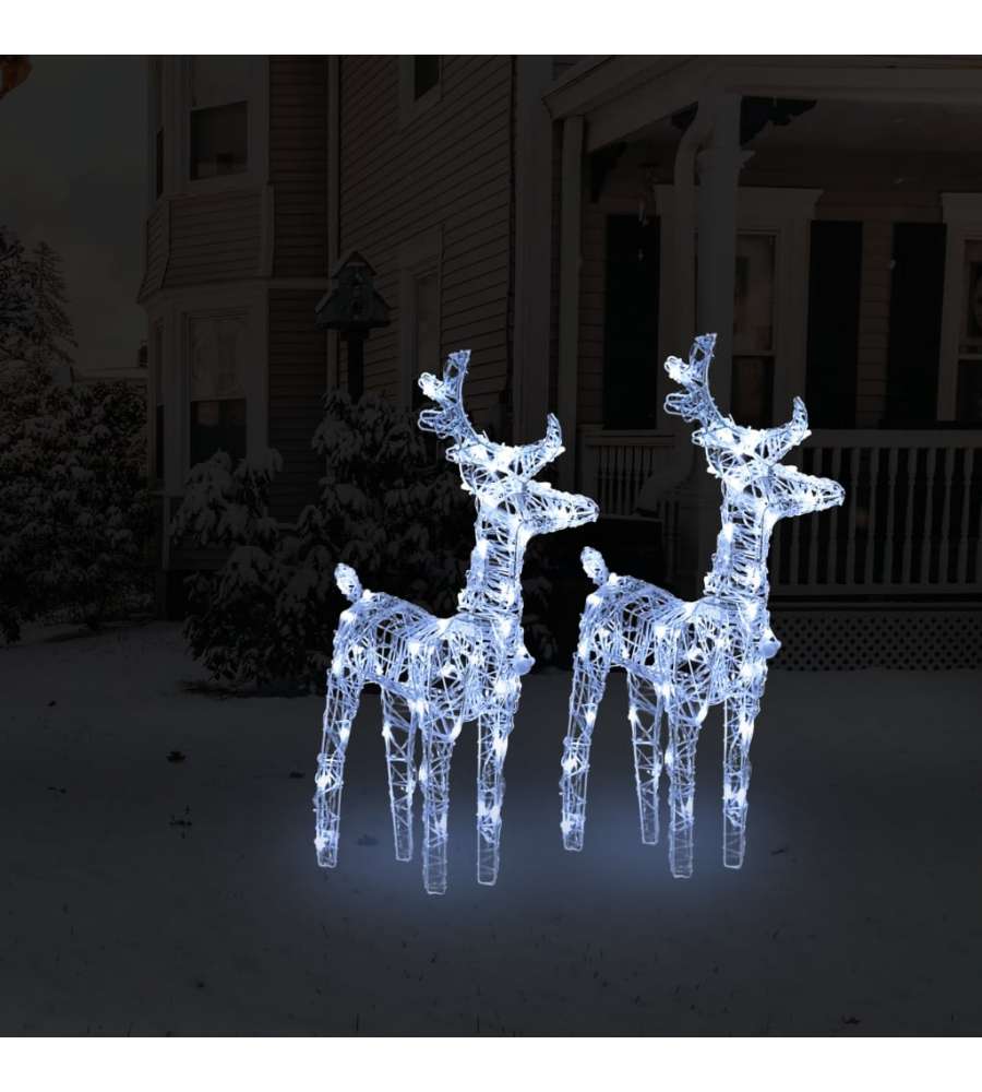 Renne di Natale 2 pz Bianco Freddo 80 LED in Acrilico