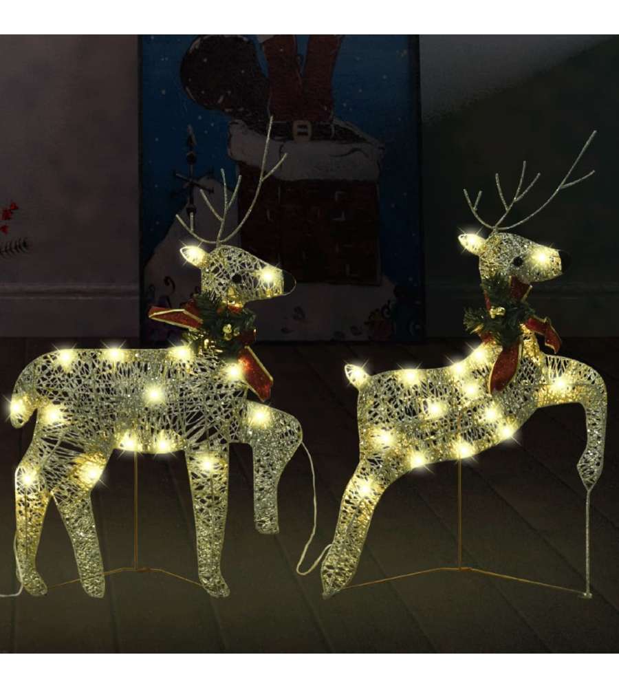 Renne di Natale 2 pz Oro 40 LED