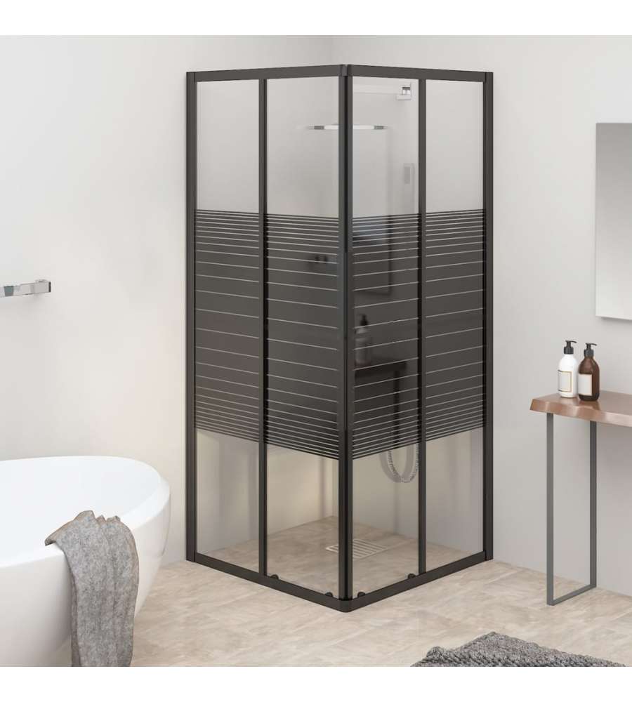 Box Doccia a Righe ESG 80x80x180 cm Nero
