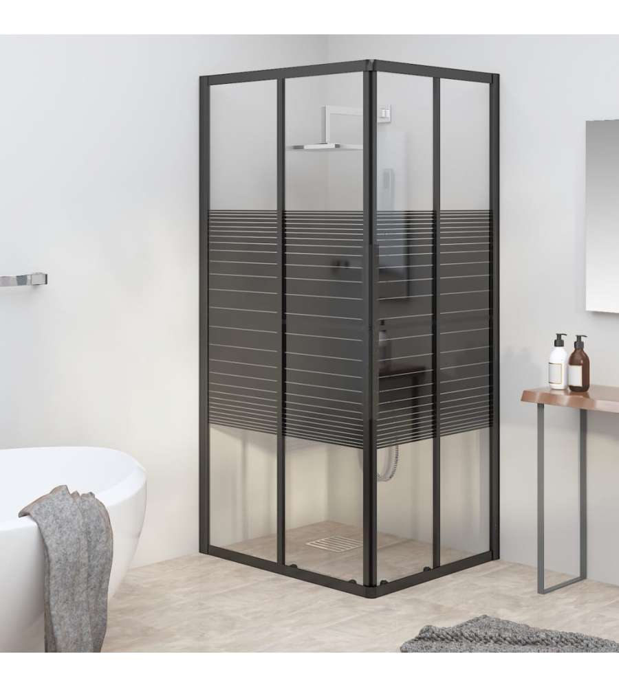 Box Doccia a Righe ESG 90x70x180 cm Nero