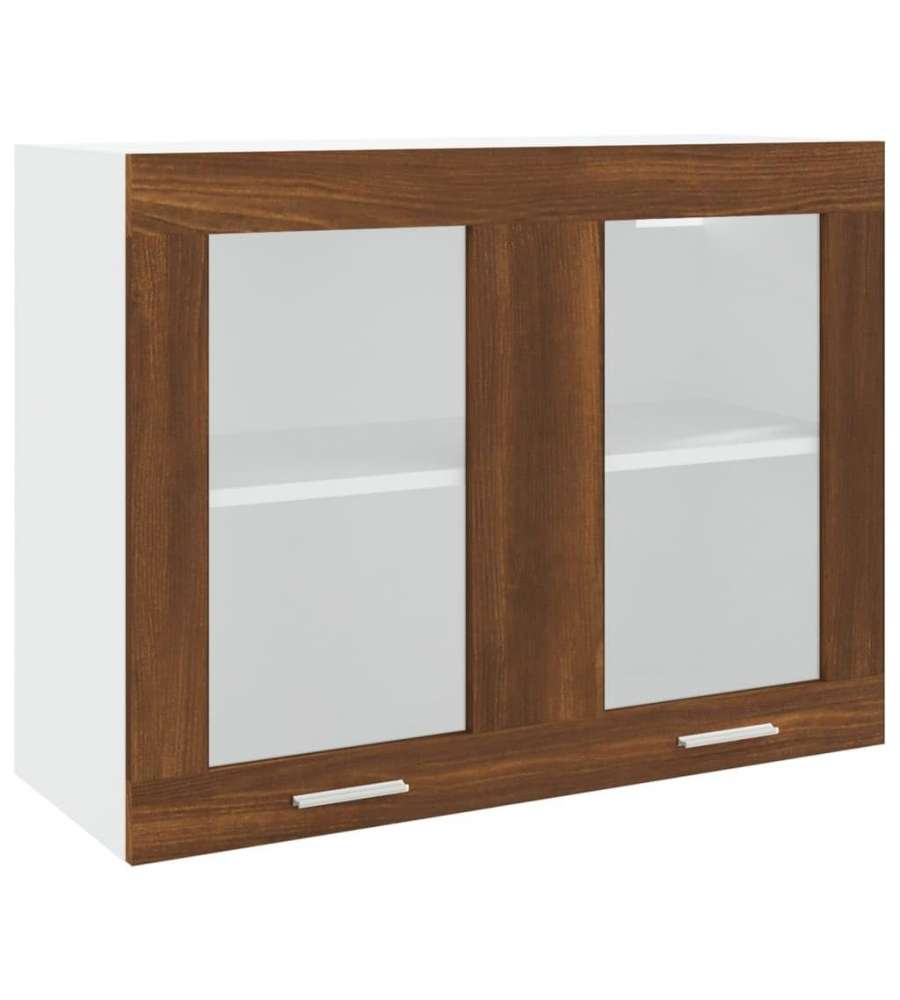 vidaXL Armadietto Pensile Vetro Rovere Marrone 80x31x60 cm - Pensili da Cucina